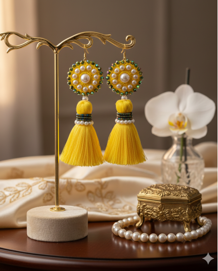 Háčkované  dizajnové náušnice "Slnko v sieti"